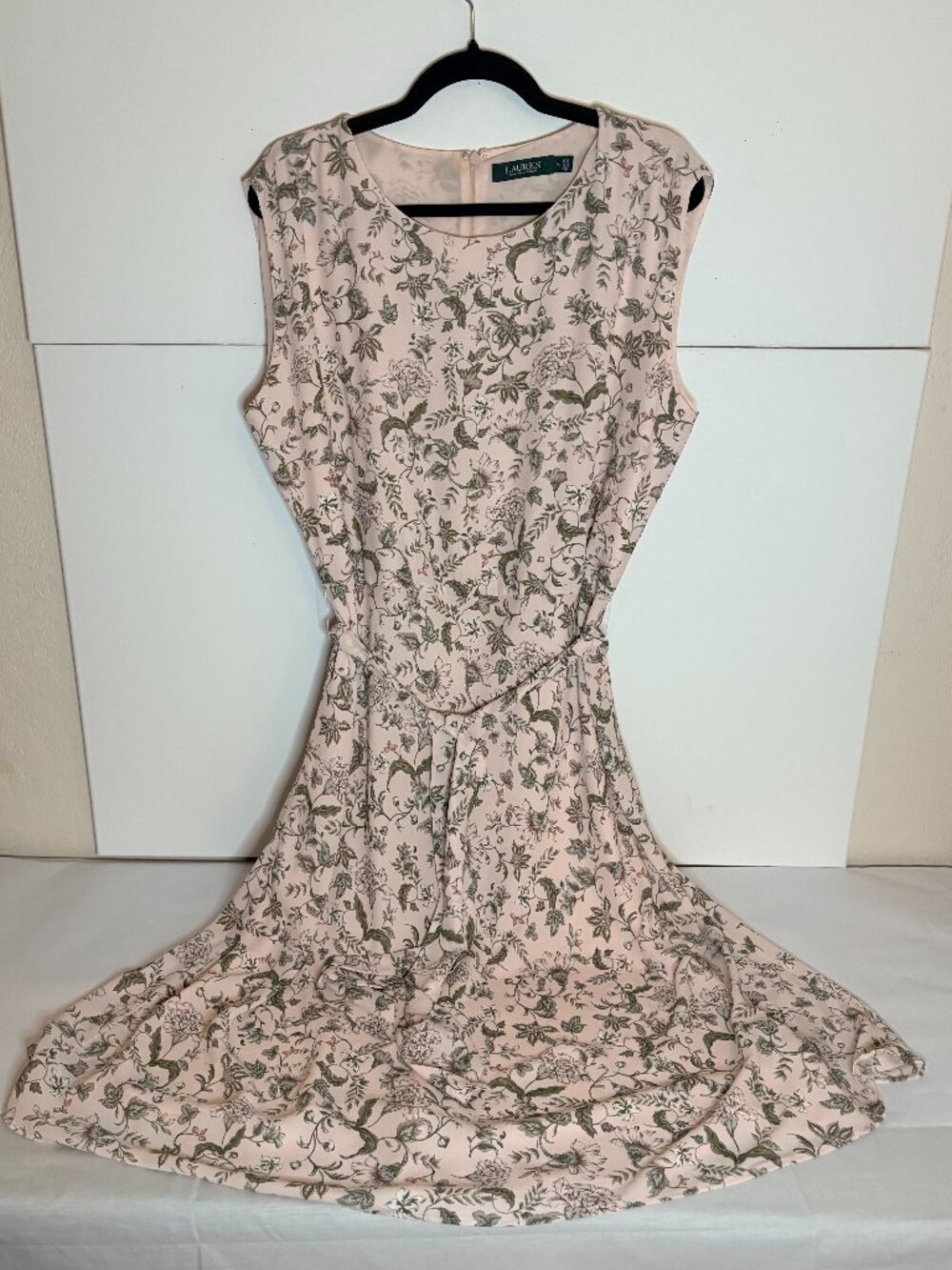 Lauren Ralph Lauren Woman Light Pink Floral Flowy Georgette Summer Dress Size 14